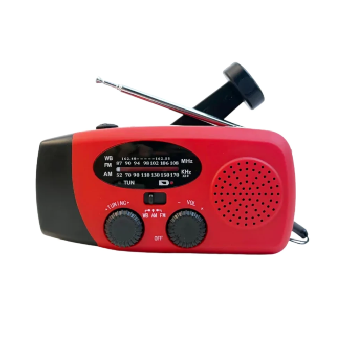 Noodradio met handslinger en zonnelading