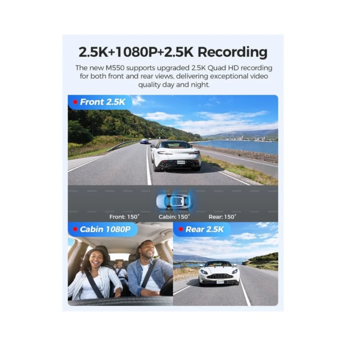 AZDOME M550 Max autocamera met 4K opname, drievoudige camera en 3" display - Afbeelding 3