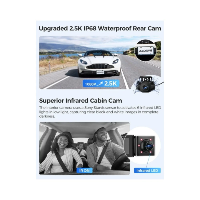 AZDOME M550 Max autocamera met 4K opname, drievoudige camera en 3" display - Afbeelding 4