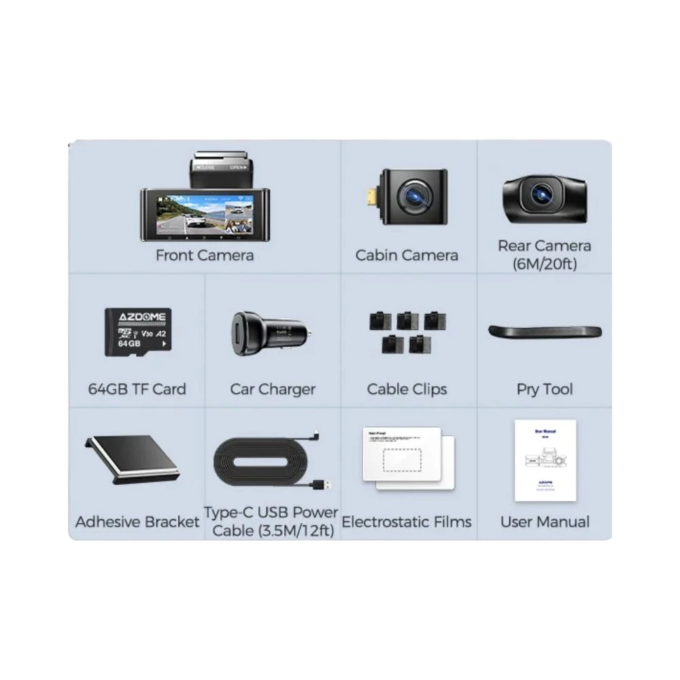 AZDOME M550 Max autocamera met 4K opname, drievoudige camera en 3" display - Afbeelding 8