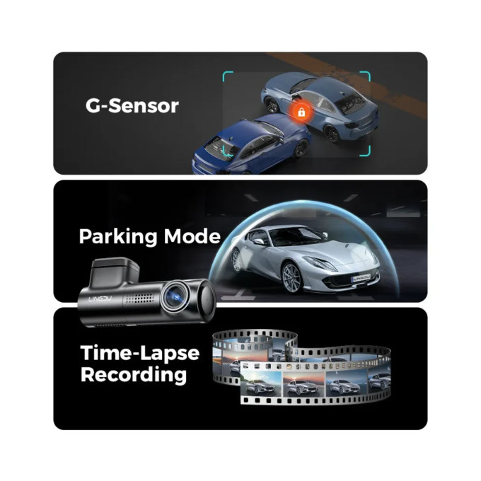 Autokamera LINGDU D08 1296P mit Wi-Fi, G-Sensor und Parkmodus - Afbeelding 4