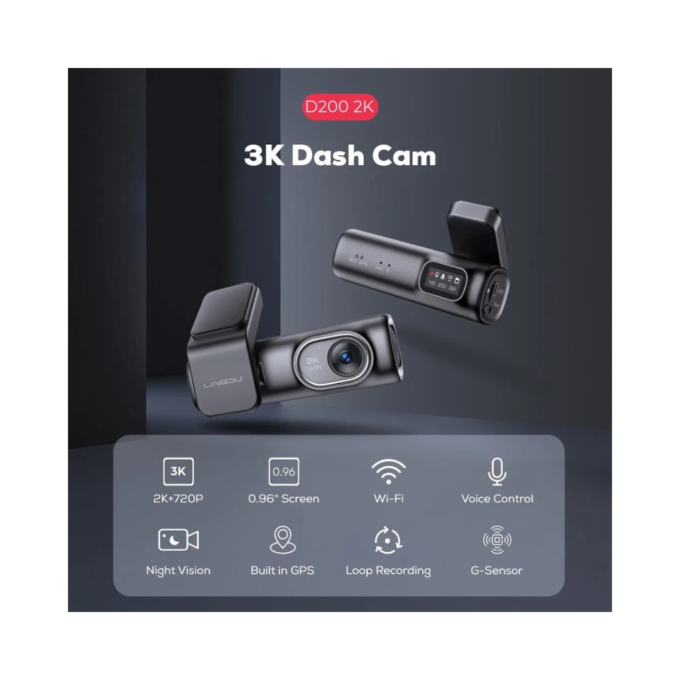 LINGDU D200 Pro-camera voor in de auto met 3K-opname, 0,96" scherm - Afbeelding 4