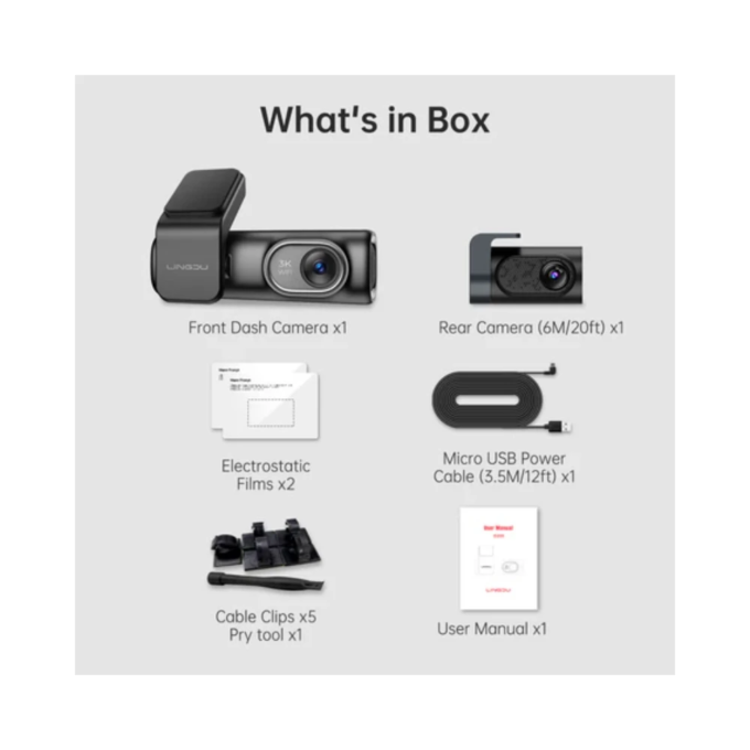 LINGDU D200 Pro-camera voor in de auto met 3K-opname, 0,96" scherm - Afbeelding 7