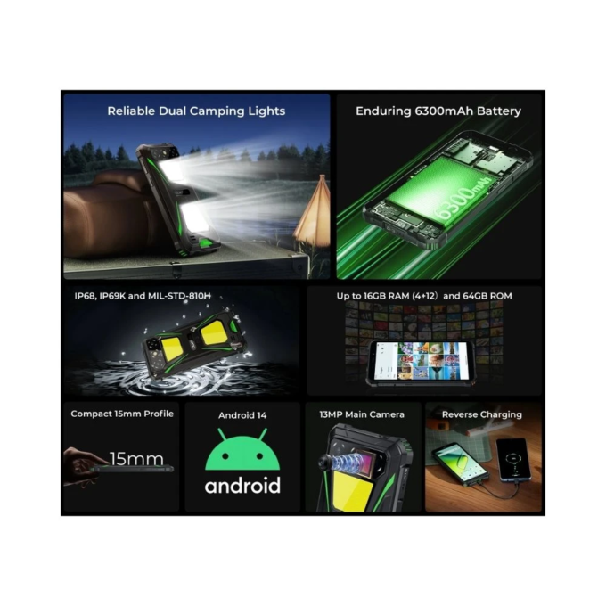 OUKITEL G5 S | DUAL CAMPING LIGHTS | 4GB+8GB RAM + 64GB ROM - Afbeelding 4