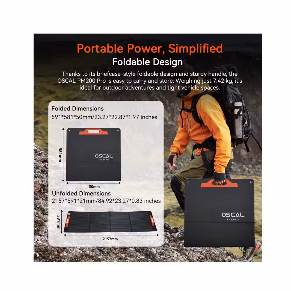 Oscal PM200 Pro – Draagbaar zonnepaneel van 200 W - Afbeelding 3