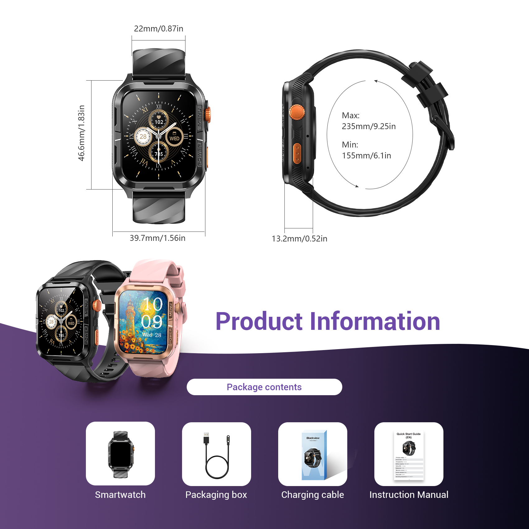 Blackview W10 Pro - Smartwatch met LED-zaklamp - Afbeelding 4